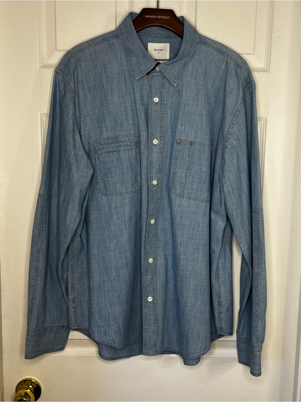 Billy Reid Men's Light Wash Chambray Button-Down Shirt